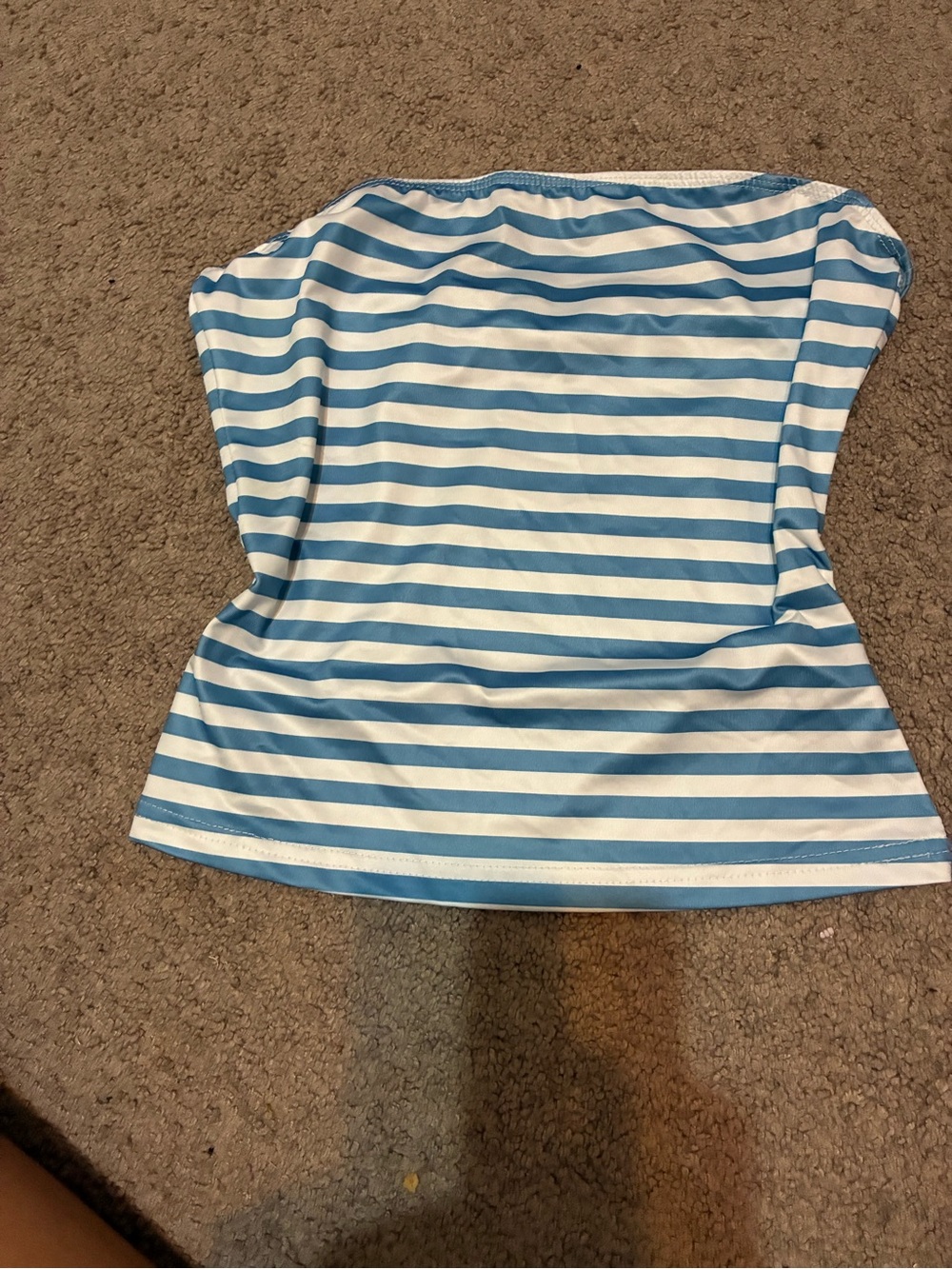 Blue and White Striped women’s tube top